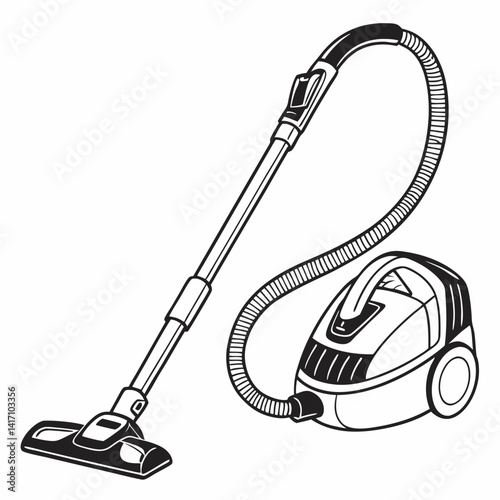 Black And White Vacuum Cleaner Illustration For Cleaning And Household Tasks