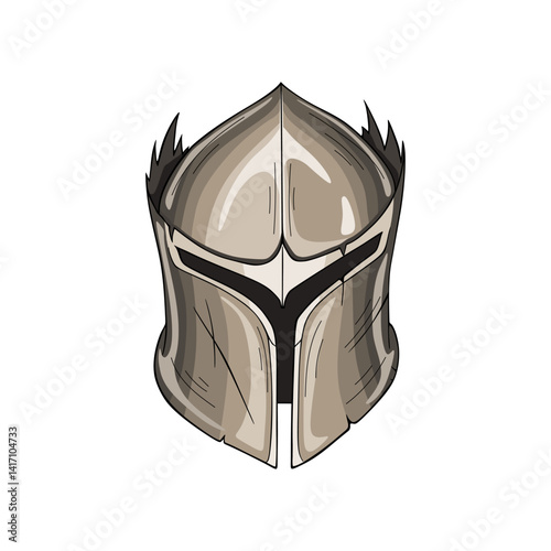 Golden medieval knight helmet with closed visor