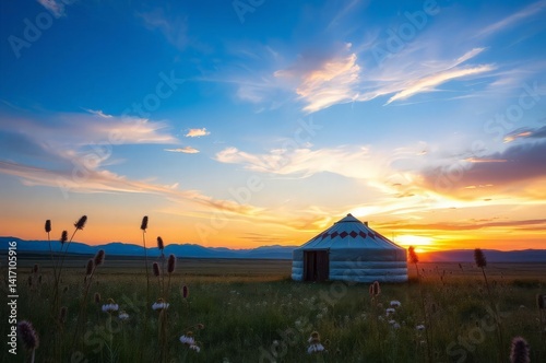 Tranquil Mongolian Dusk Landscape