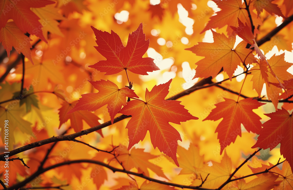 Close-up of vibrant autumn leaves in orange, red, and yellow hues. Close-up of vibrant autumn leaves in orange, red, and yellow hues.