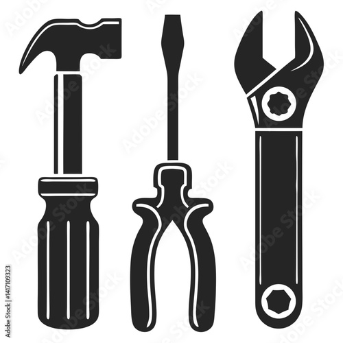 Machinery Tools Icons Vector Art Illustration Design