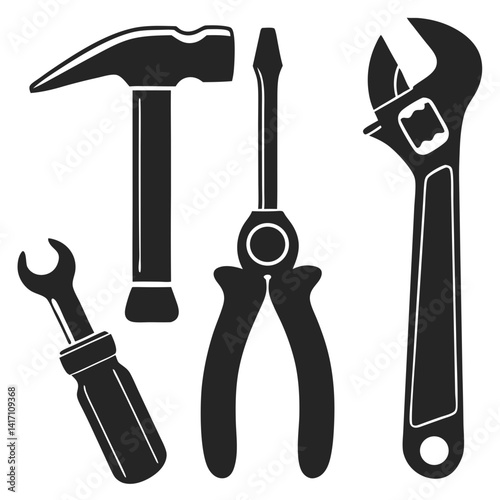 Machinery Tools Icons Vector Art Illustration Design