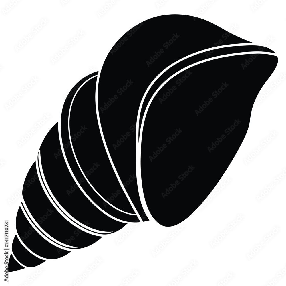 Seashell silhouette vector on white background Seashell silhouette vector on white background