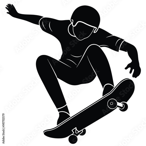 Skateboard silhouette vector on white background