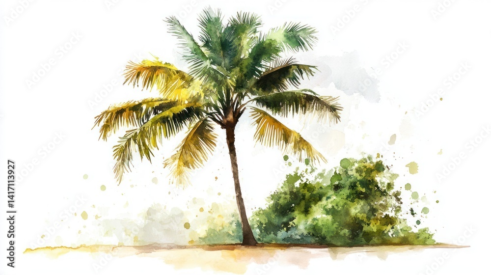 Obraz premium Watercolor palm tree illustration