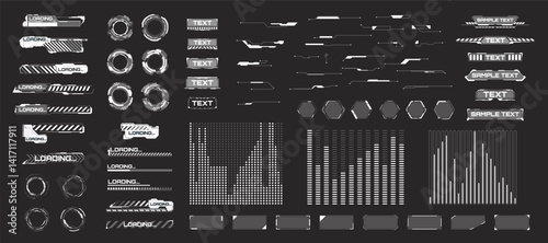 Sci-fi HUD set of virtual reality elements for display on the dashboard. Futuristic HUD user interface set. Vector