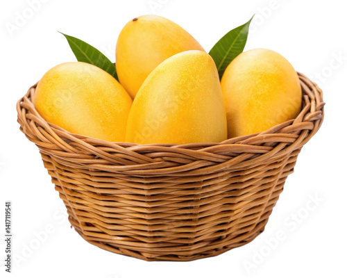mangos in basket isolated PNG