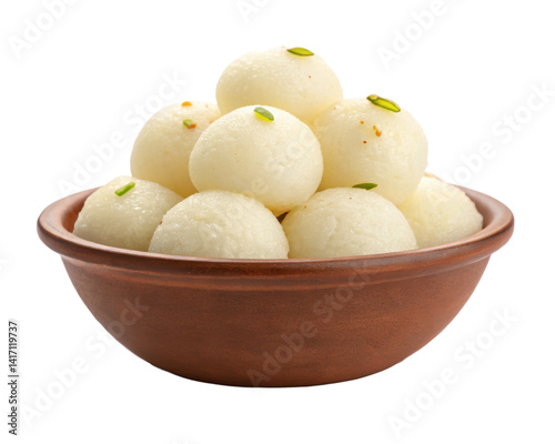 rasgulla in bowl isolated PNG