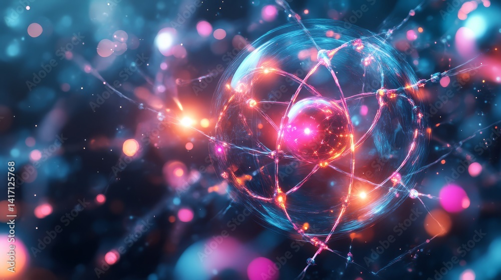 Obraz premium Quantum dynamics of atomic energy in abstract scientific visualization
