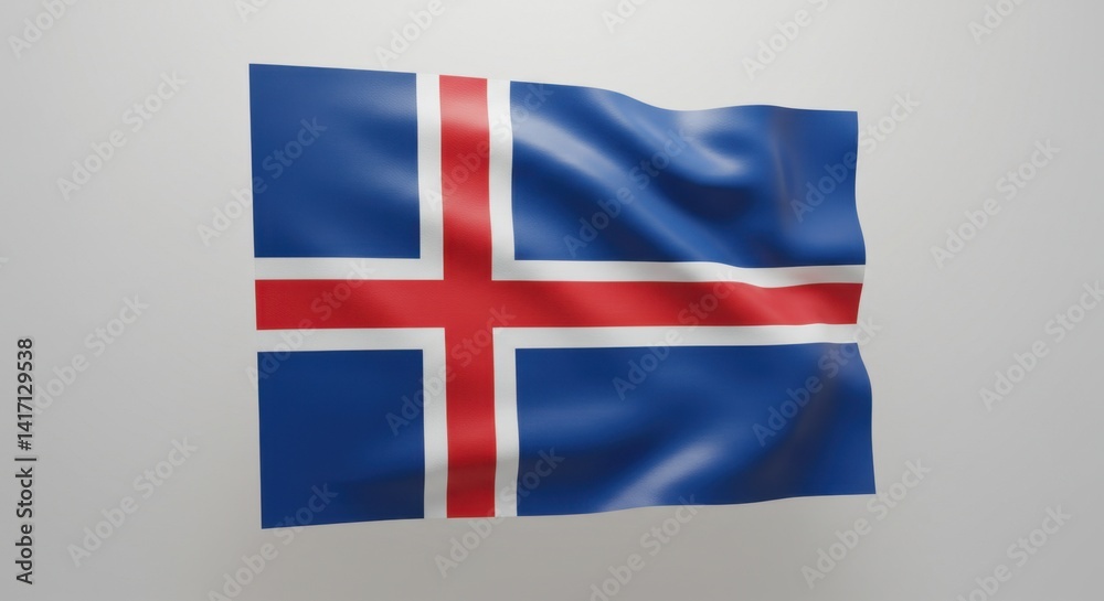 Fototapeta premium Icelandic Flag Waving in the Wind A Stunning Display of National Pride and Heritage