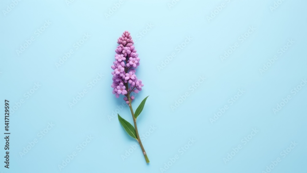 Obraz premium Pink Flower On Blue Background, Still Life
