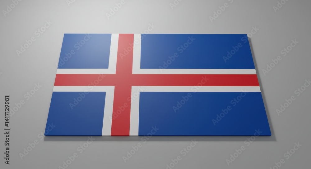 Obraz premium Icelandic Flag Display: A Close Up View of the National Banner of Iceland