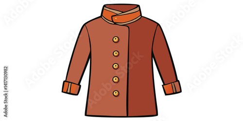 Brown Jacket With Orange Trim. Fashion Illustration