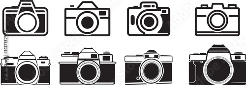 Simple Black and White Camera Icons Collection