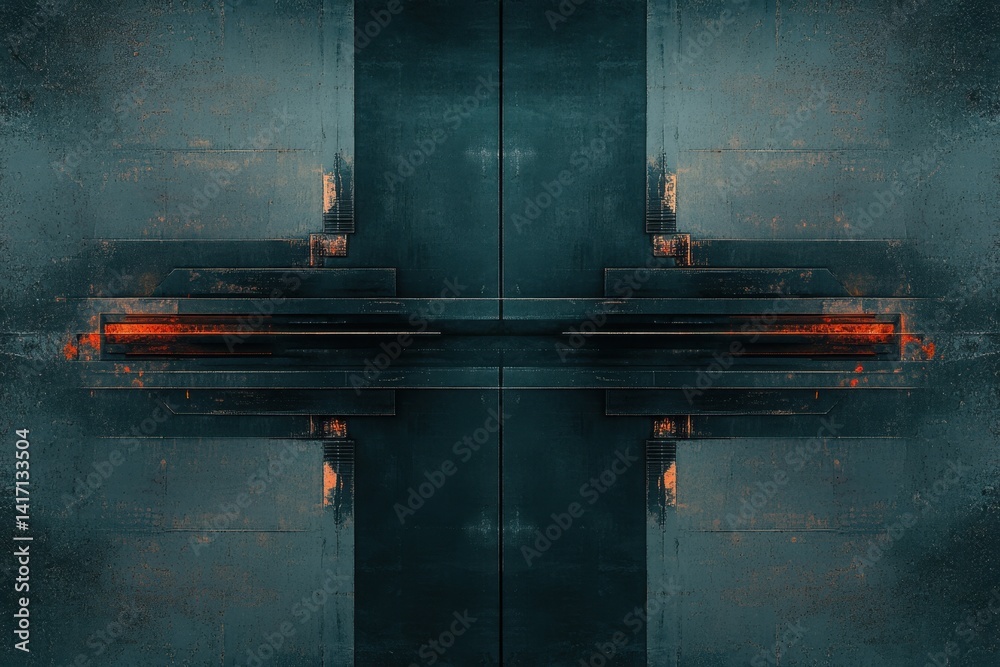 Abstract Industrial Grunge Metal Background with Symmetrical Design. Abstract Industrial Grunge Metal Background with Symmetrical Design.