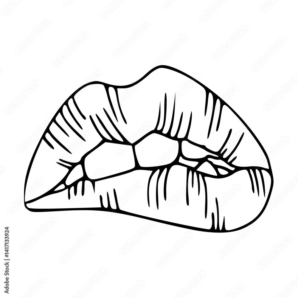 Fototapeta premium outline of lips vector illustration