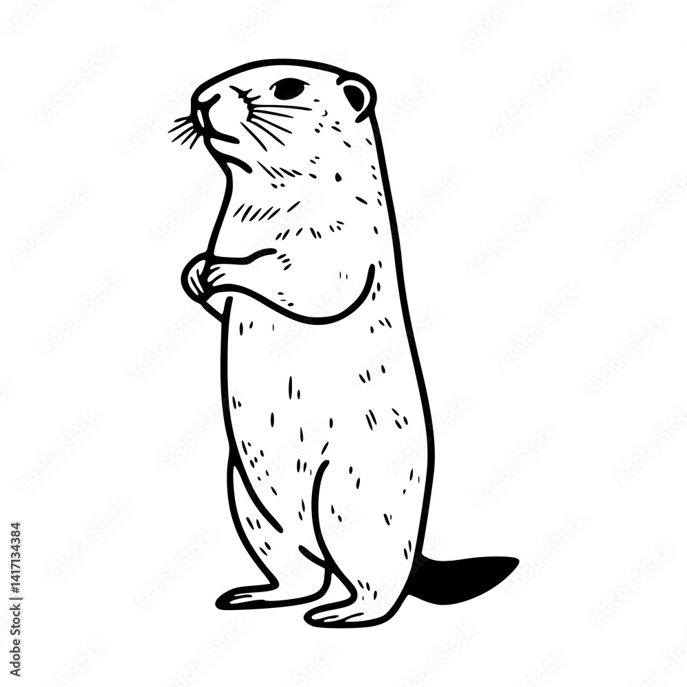 Obraz premium standing groundhog vector illustration