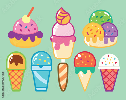 Colorful Ice Cream Treats. A Summer Delight
