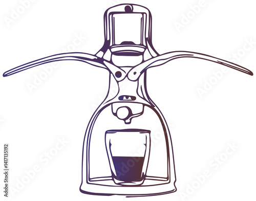 Vector Illustration of Manual Espresso Maker – Rok Presso