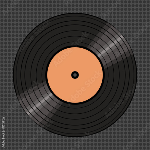 Vinyl disk retro player style illustration vector art decor design 70s, 80s, 90s music pattern	

