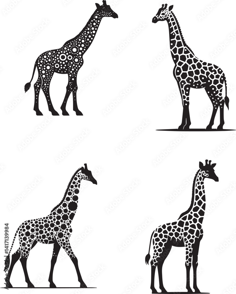 Obraz premium Dottie Giraffe Vector Illustration – Adorable Spotted Safari Animal Character