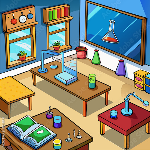 Science Lab Illustration. Experimentation and Discovery