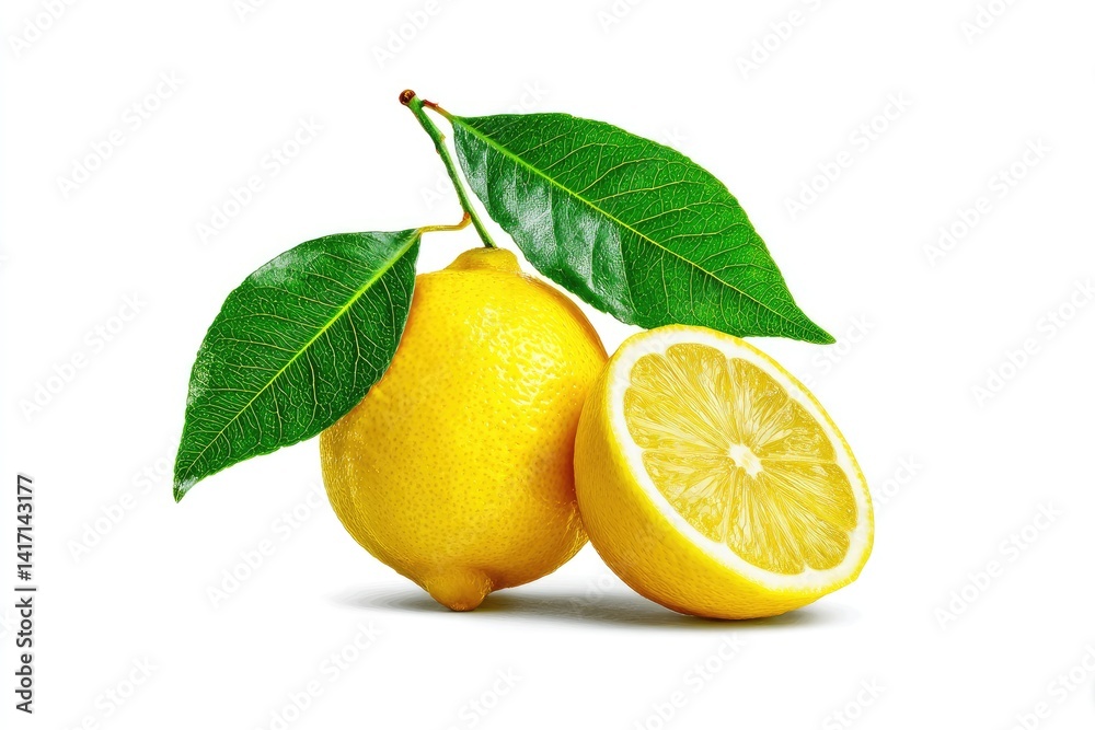 Fresh Lemon with Leaves Fresh Lemon with Leaves