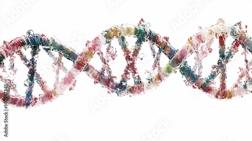 Genetic mutation illustration a DNA strand highlighting differences white background