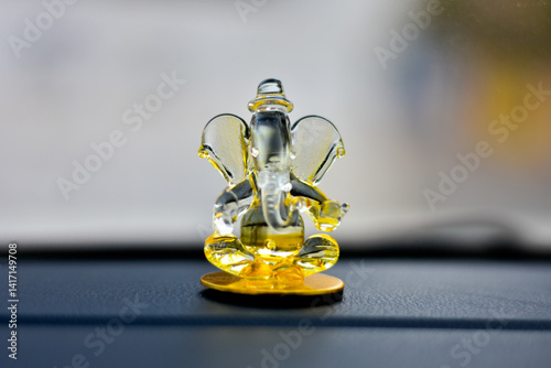 Lord Ganesh idol make of glass photo