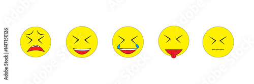 Feedback emoticons emojis icons set in trendy flat style. Emoticons simple icon .