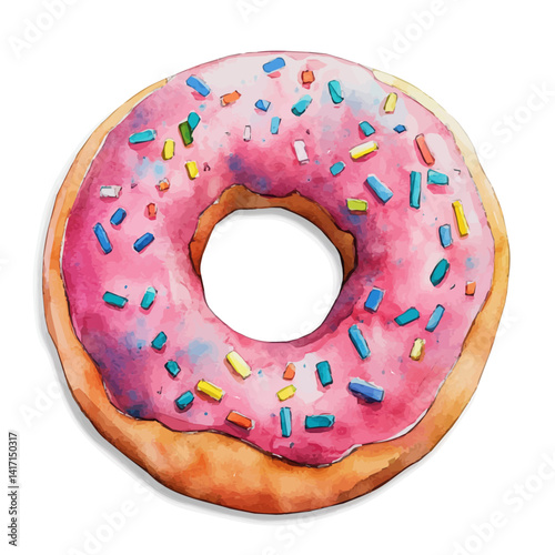 Travel Pillow In Donut Shape, vector watercolor illustration, isolated on a white background.