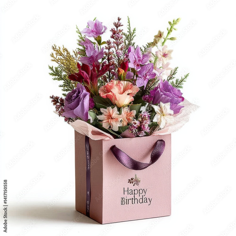 Happy Birthday Bouquet: A Delightful Gift Box Filled with Assorted Roses and Flowers for a Special Occasion.
