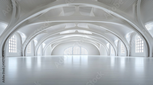Spacious Modern Interior with Elegant Arches and High Ceilings