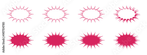 シンプルな細長いギザギザした形 吹き出し セット
