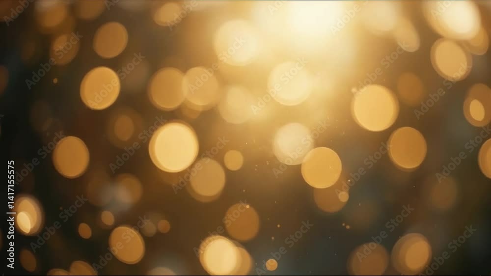 Soft glow pulse and slow floating golden bokeh