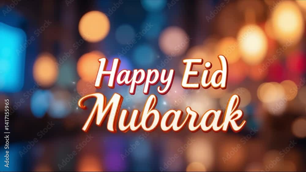 Stylized modern Happy EID Mubarak text with colorful blur and smooth lighting Stylized modern Happy EID Mubarak text with colorful blur and smooth lighting