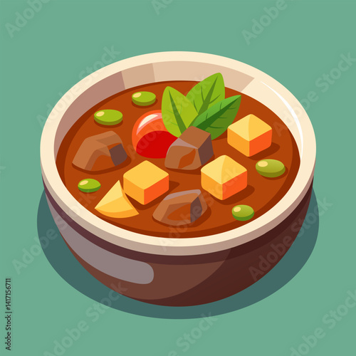 Delicious Beef Stew with Vegetables in a Bowl