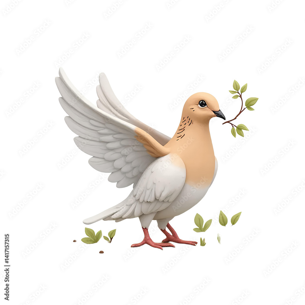 Cartoon Dove With Branch, Symbol Of Peace, Illustration For Web Or Print Cartoon Dove With Branch, Symbol Of Peace, Illustration For Web Or Print