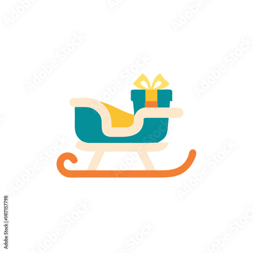 Colorful sleigh with presents for winter holidays  