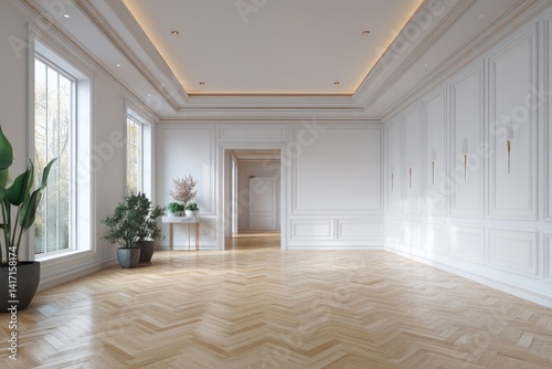 Empty Elegant Room with Hardwood Floors