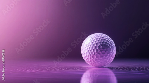 sleek golf ball with high tech design is elegantly positioned against vibrant purple background, creating modern and captivating visual effect