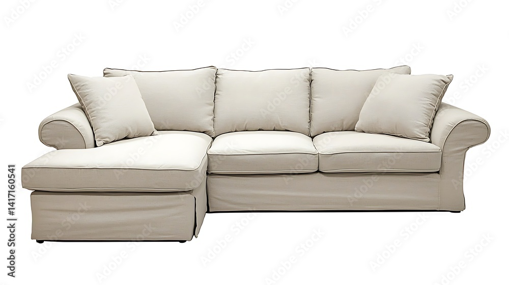 Naklejka premium White sectional sofa with a chaise lounge