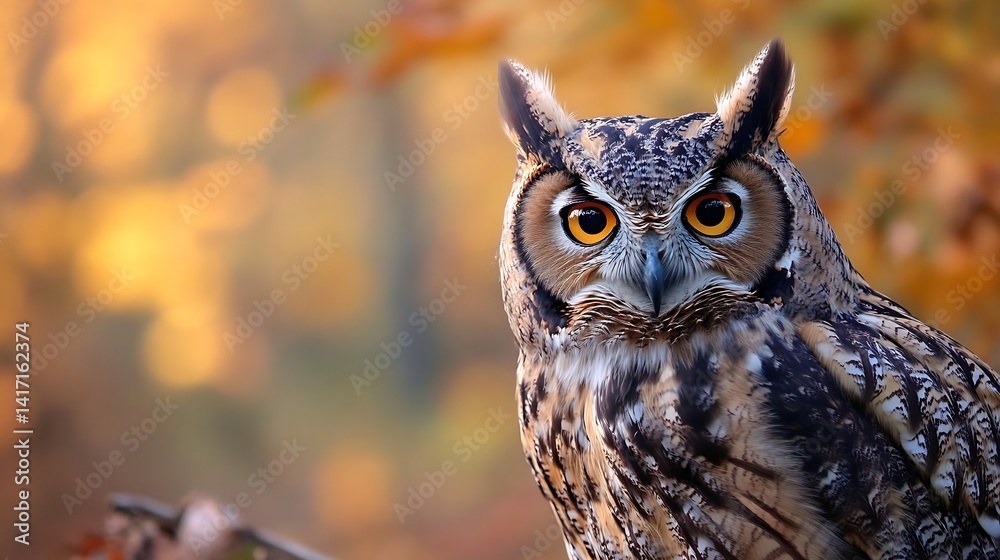 Majestic Owl Perched in Nature with Glowing Eyes and Soft Background : Generative AI Majestic Owl Perched in Nature with Glowing Eyes and Soft Background : Generative AI