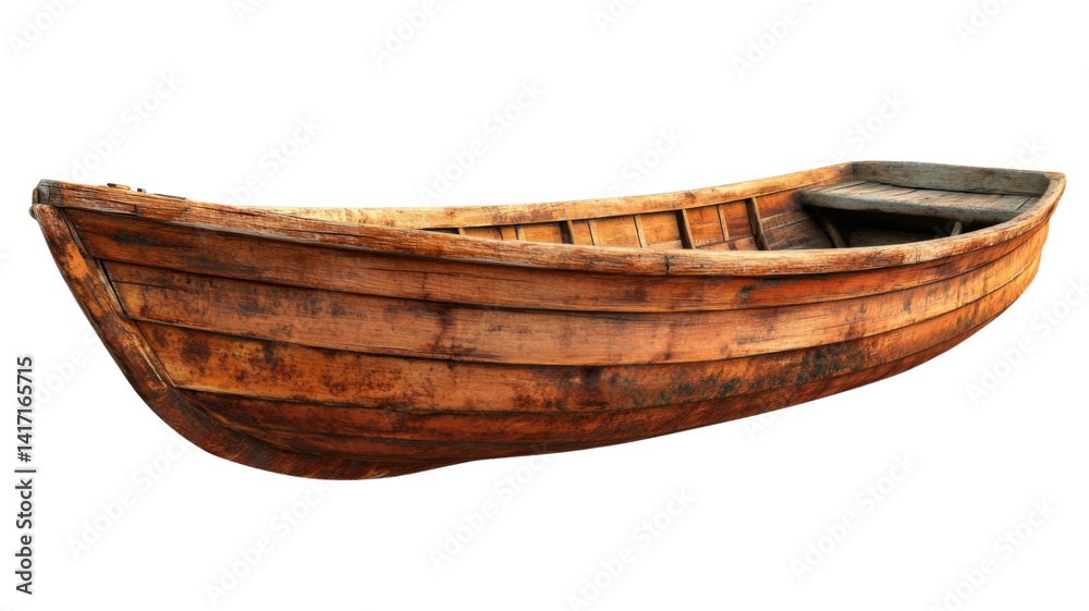Old wooden rowing boat isolated on transparent background Old wooden rowing boat isolated on transparent background