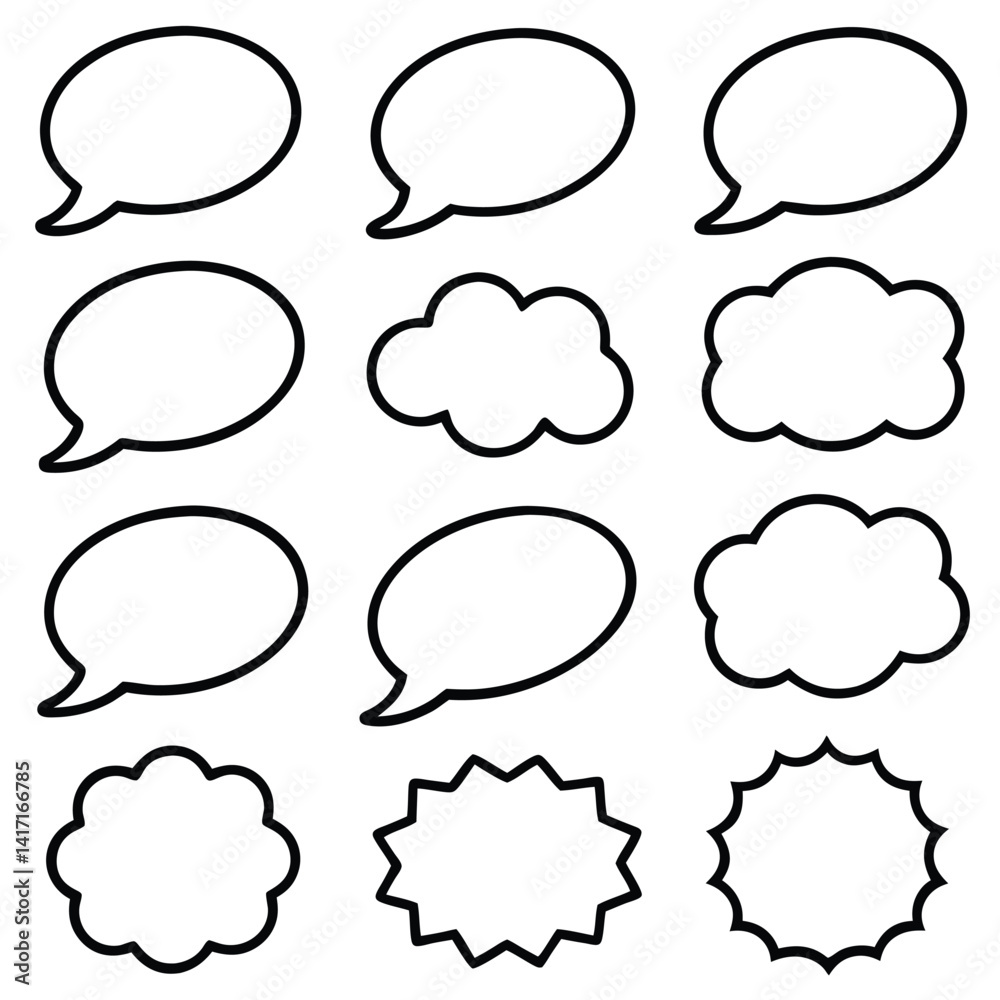 Fototapeta premium Cartoon Speech Bubbles and Cloud Shapes