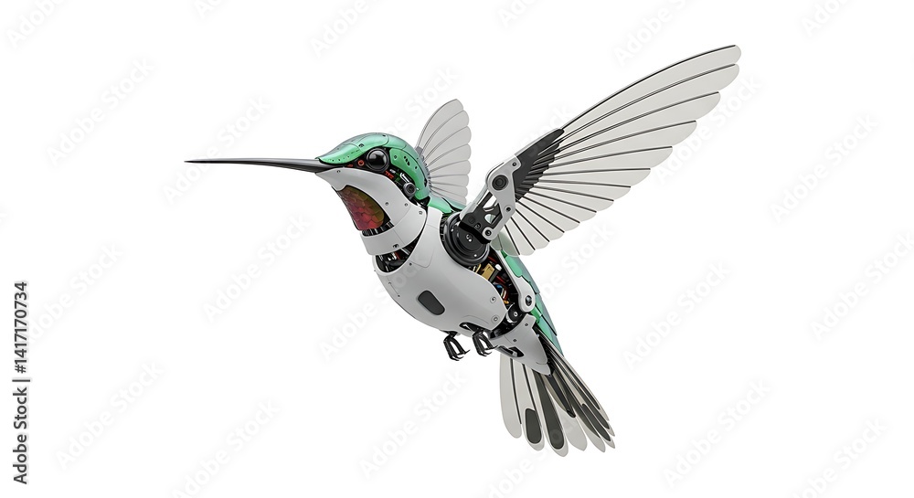 Fototapeta premium Robotic hummingbird artificial intelligence ai bird technology future innovation machine learning concept