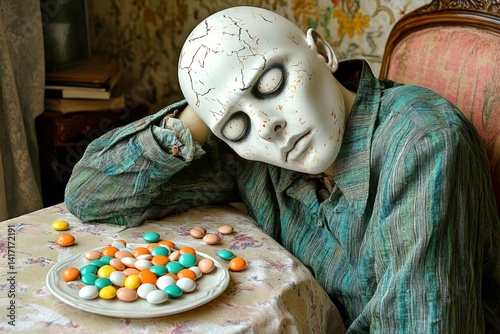 Metaphorical academic failure emotions of a loss of pleasure or interest. Mental burden. Academic failure - cause of depression: abstract image of mental state. Self-care for depression.