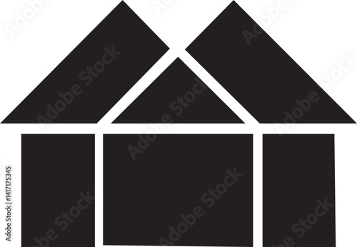 hut silhouette vector, people, home