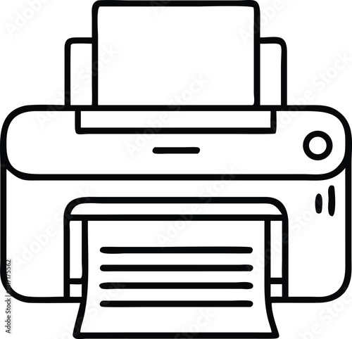 Inkjet Printer Outline with Paper