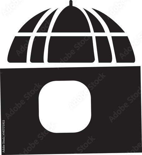 hut silhouette vector, people, home